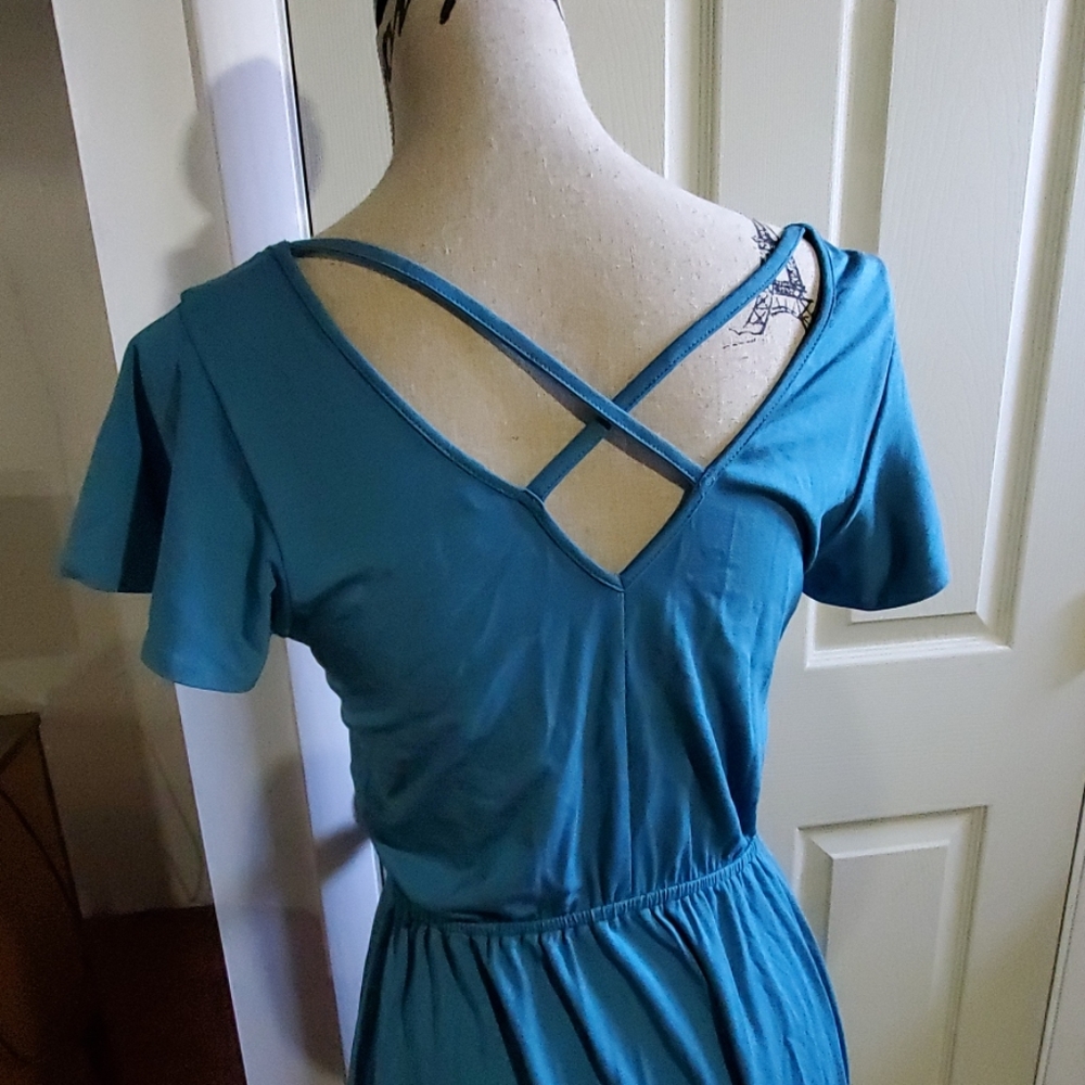 Modcloth Teal Midi Dress - Picture 3 of 3